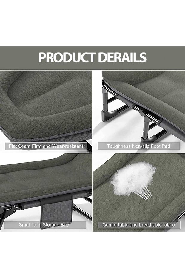 سرير تخييم قابل للطي محمول مع مسند ظهر قابل للتعديل - 6