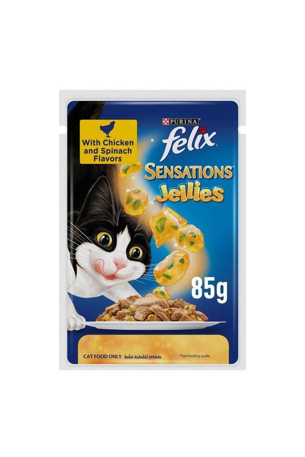 Purina Sensations Jellies with Chicken & Spinach Flavors Wet Cat Food 85 g