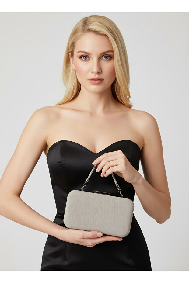 Stone Color Luxury Suede Chain Handle Women's Evening Dress Bag