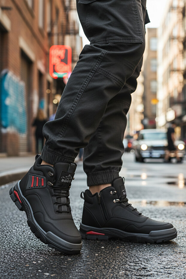 444 Non-Slip Cold Resistant Black-Red Unisex Boots