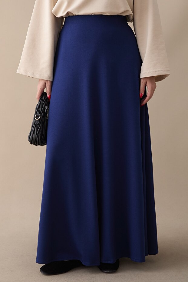 A-Line Flared Navy Blue Modal Fabric Skirt