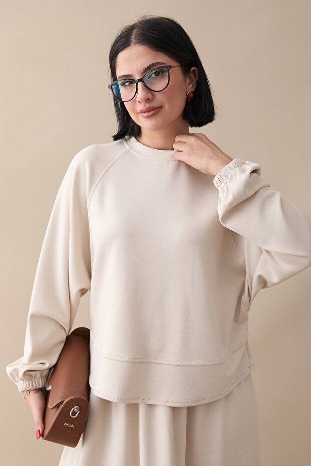 Basic Biyeli Etekli Modal Takım Bej - 2