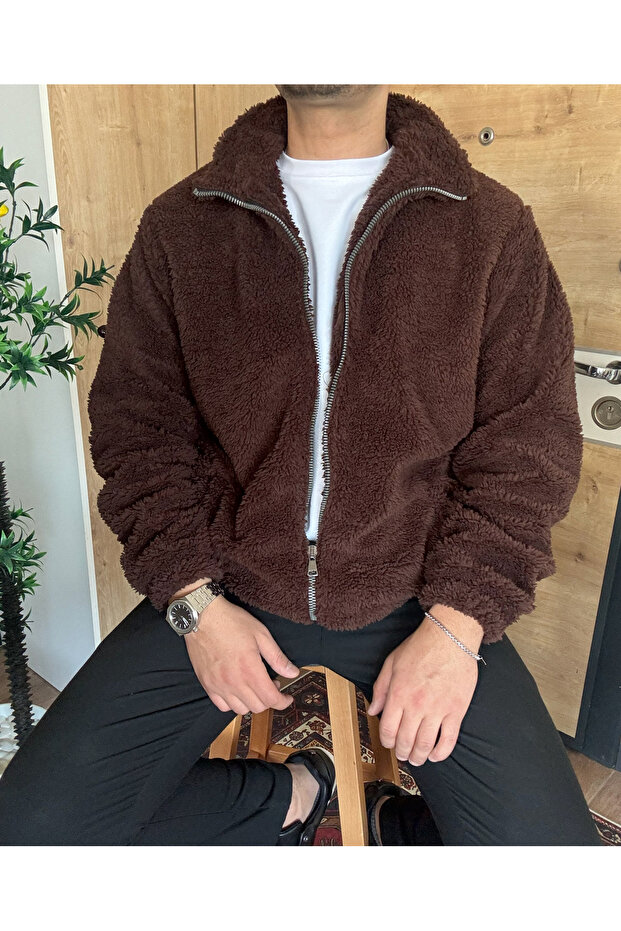 Men's Plush Coat Oversized Lined - 3