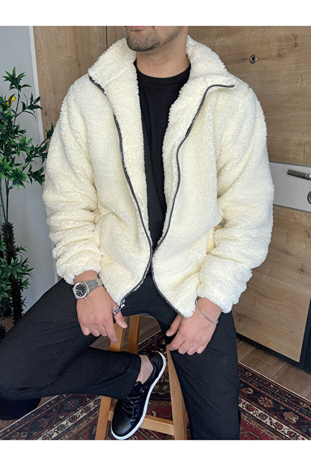 Erkek Peluş Mont Oversize Astarlı - 1