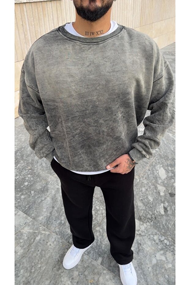 Washed Oversize Three Thread Sweatshirt - 2