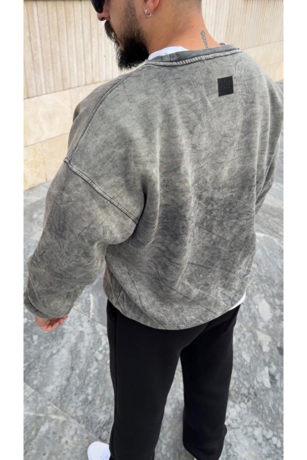 Washed Oversize Three Thread Sweatshirt - 3