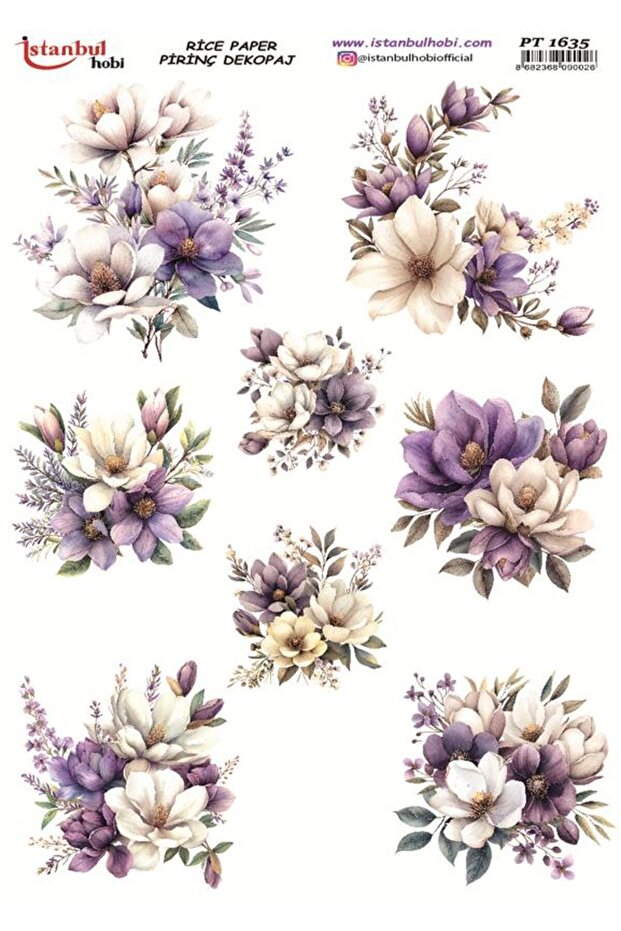 Brass Decopage Paper 30X42Cm Pt-1635 Flowers