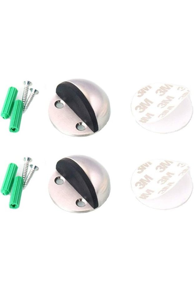 Floor Door Stoppers - Stainless Steel Safety Door Stopper with Rubber Bumper