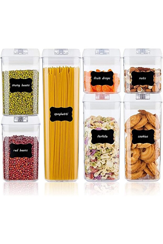 Food Storage Containers set of 7Pcs - Kitchen Pantry Organization Plastic Storage Jar
