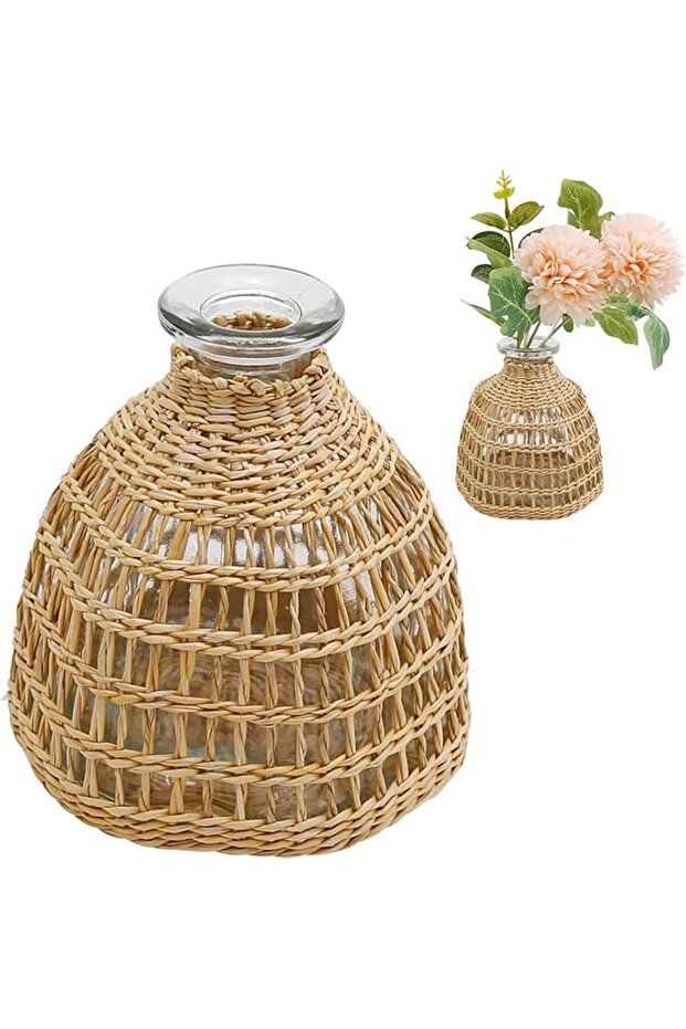 Flower Vases with Rattan Cover