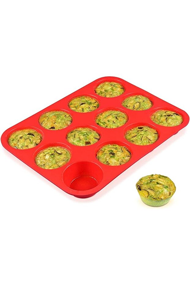12 Cups Silicone Muffin Pan - Nonstick BPA Free Cupcake Pan