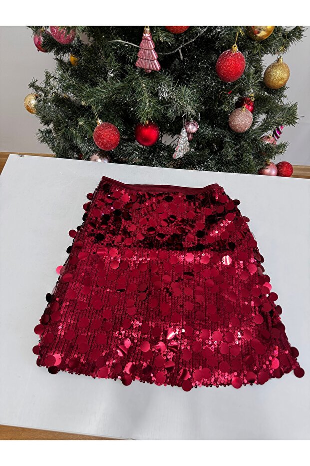 Büyük Pullu Payetli Şort Etek - 4