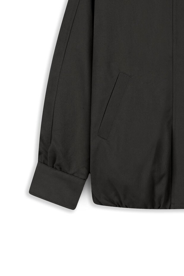 Mock Neck Drawstring Canvas Jacket Black - 4