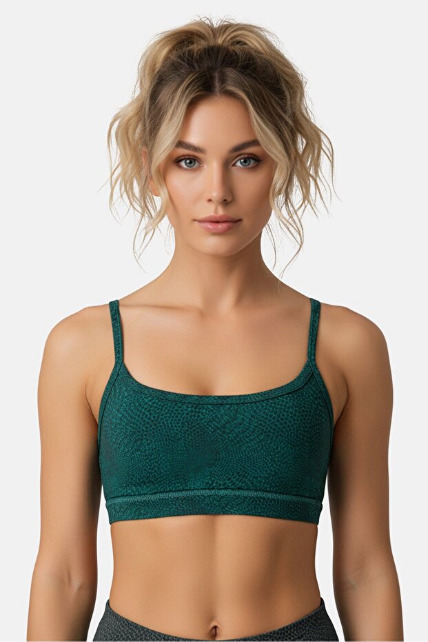Women Snake Print Non Padded Bra, Green