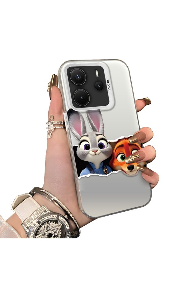 Xiaomi Redmi Note 14 Compatible Silicone Edge Acrylic Back Anime Character Protective Case