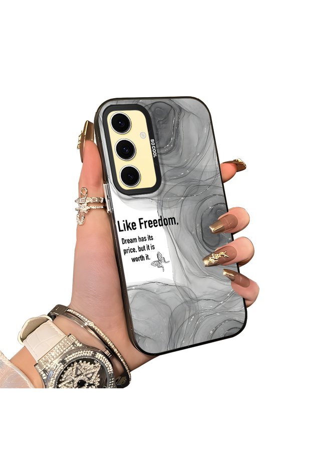 Samsung Galaxy S24 Fe Compatible Silicone Edge Acrylic Back Creative Pattern Protective Case