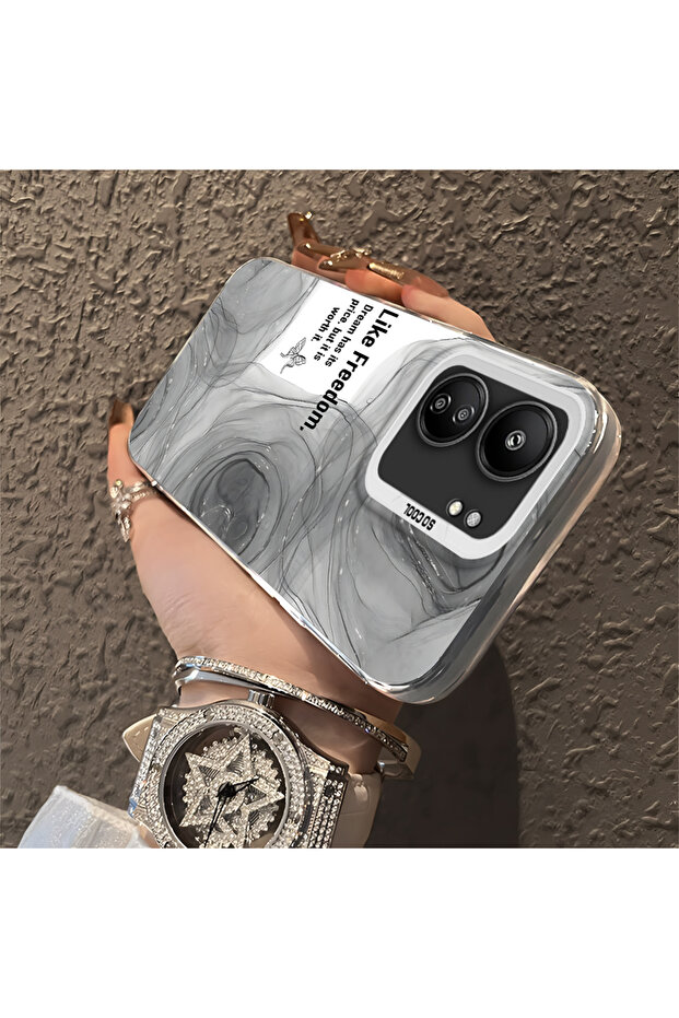 Xiaomi Poco C65 Compatible Silicone Edge Acrylic Back Creative Pattern Protective Case - 3