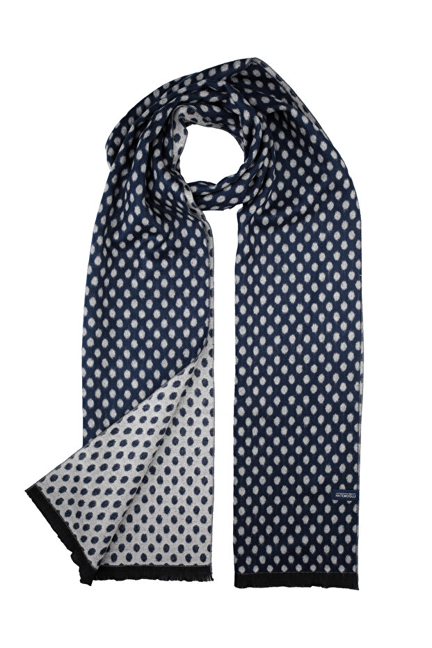 Lacivert Desenli Atkı - 2