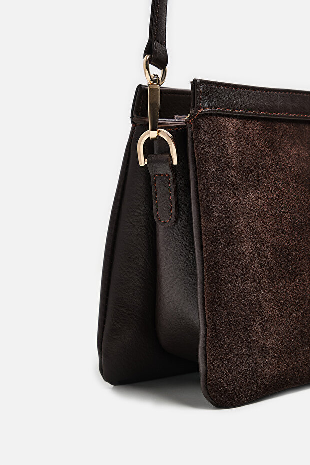 Çapraz Askılı Süet Çanta - 6