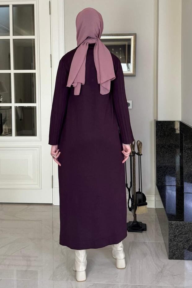 Beste Triko Elbise Mürdüm - 5