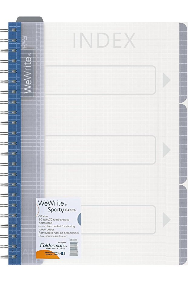 3 Subject Notebook A4 | 120 Sheets | Perforated, Ruled, 80gsm | Assorted Colors