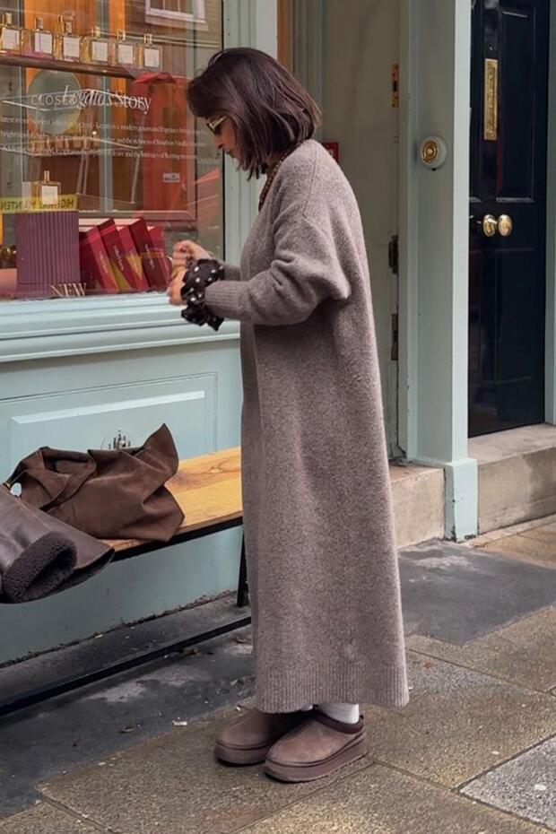 Vizon Bisiklet Yaka Basic Triko Kadın Elbise MG2611 - 5