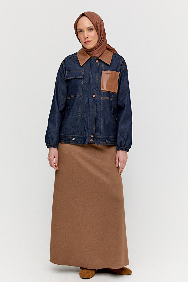 Çift Cepli Örme Etek - 1