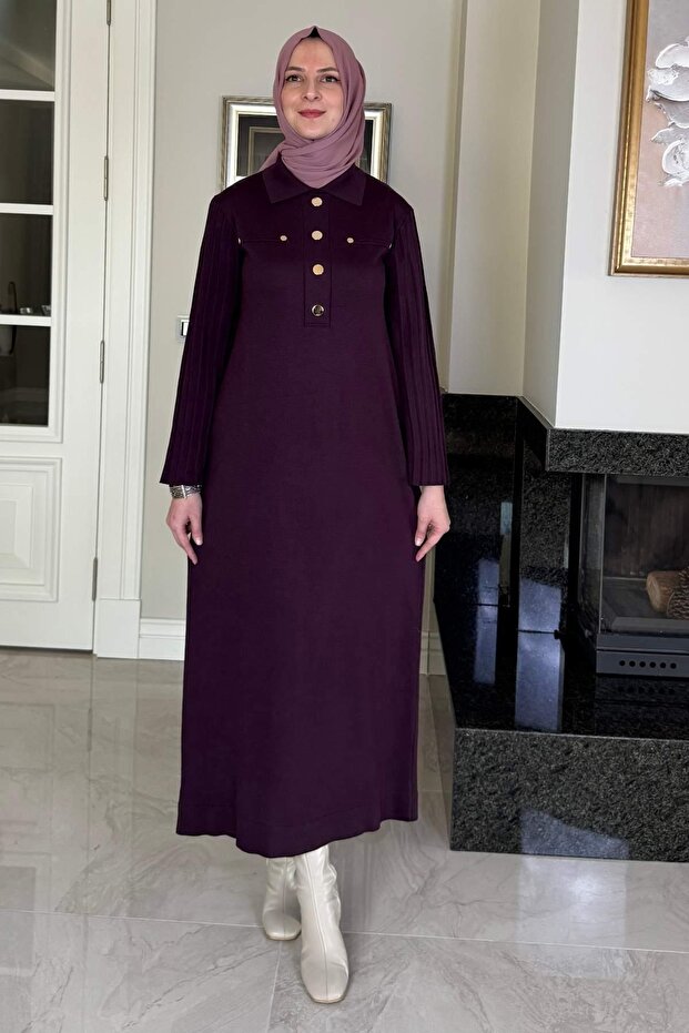 Beste Triko Elbise Mürdüm - 1