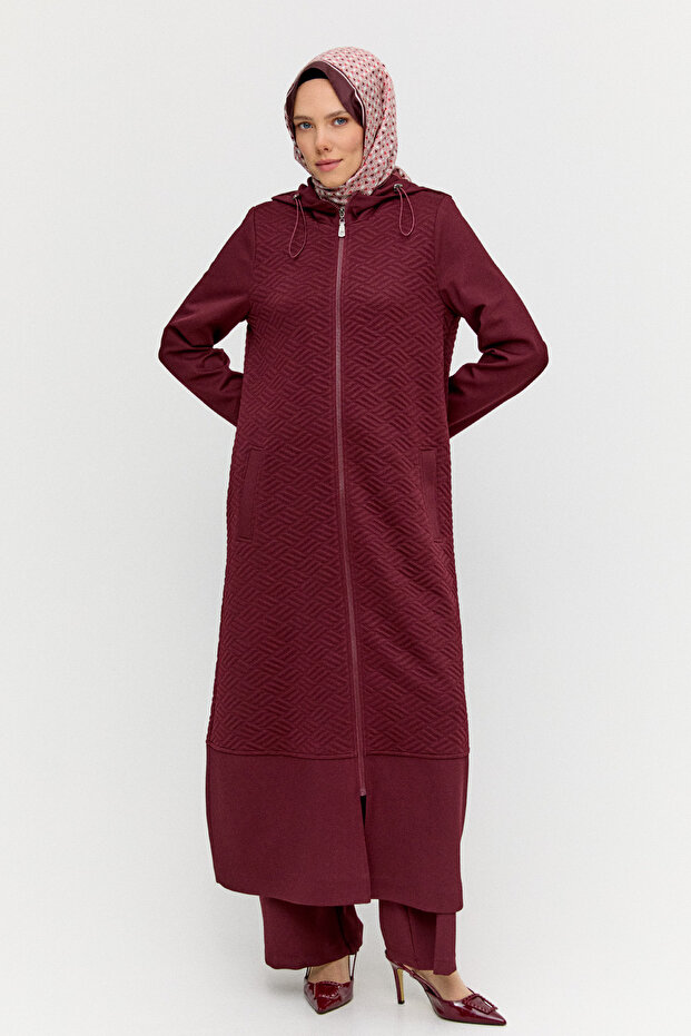 Stoperli Kapüşonlu Fermuarlı Kap - 3