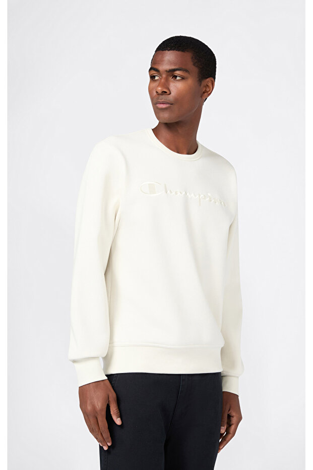 Crewneck Sweatshirt Men's White Sweatshirt - 220272-Ww056
