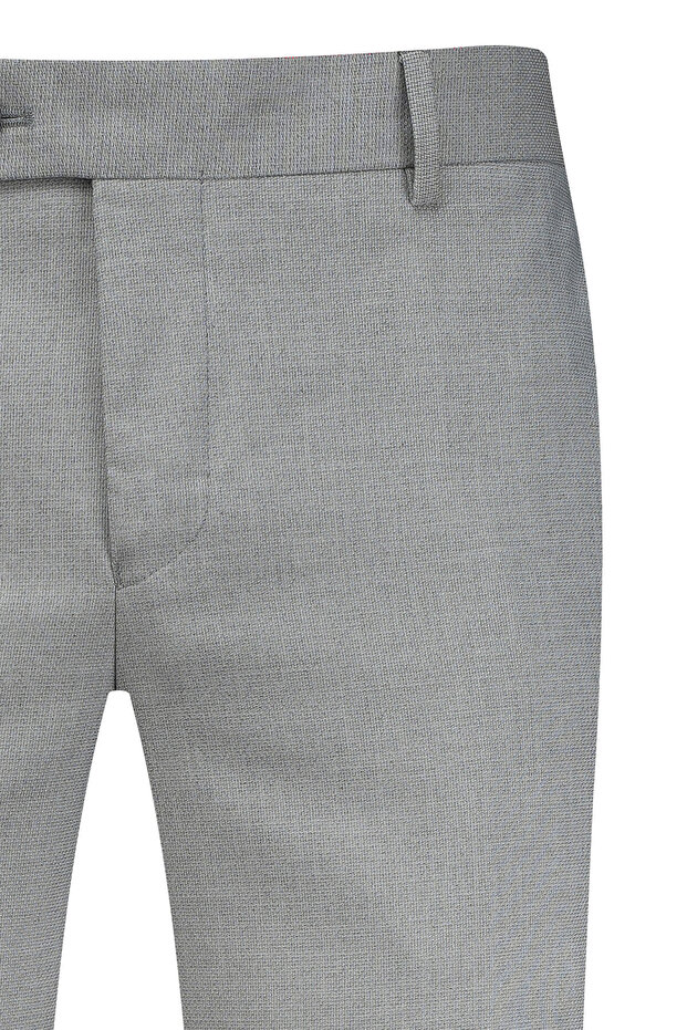 بنطال قماش رمادي بقصة عادية مع جيوب جانبية - 2