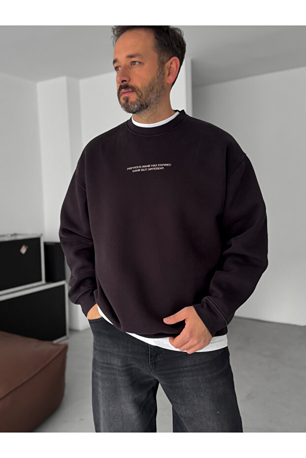 Siyah Previous Baskılı Sweatshirt C-4614 - 1