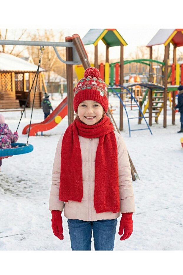 Girl's Cozy Junior Set – Scarf, Beanie, Glove Set (Ages 8–12)