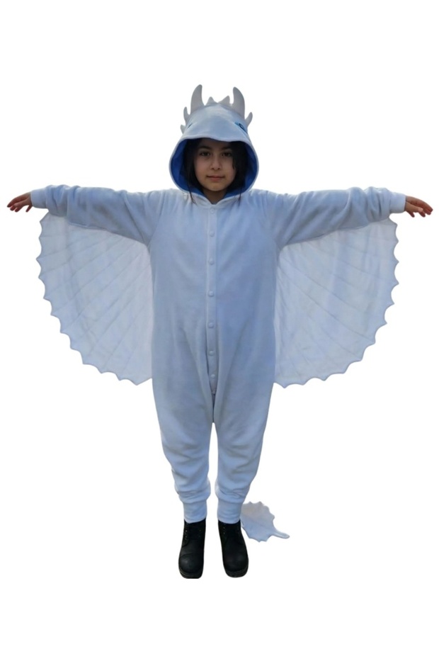 Fury of Light Dragon Costume | White Dragon Pajama Jumpsuit Costume