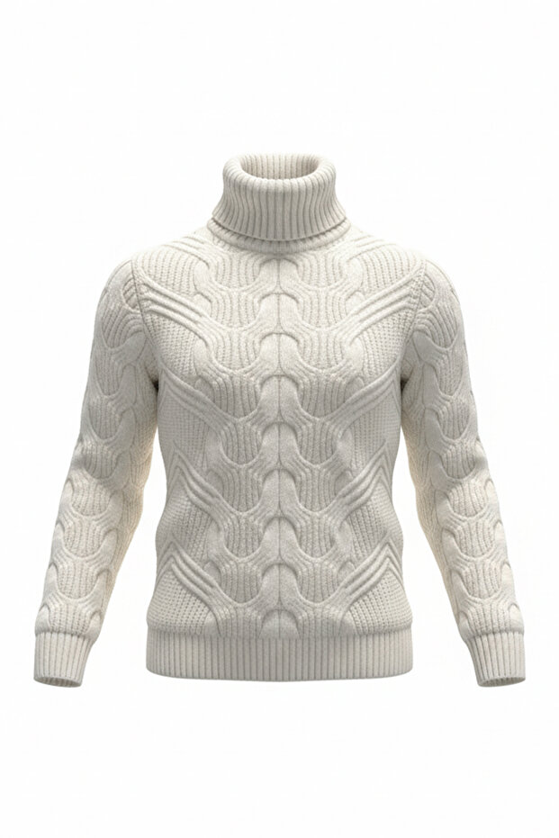 Kadın Balıkçı Yaka Kalın Kazak - 4