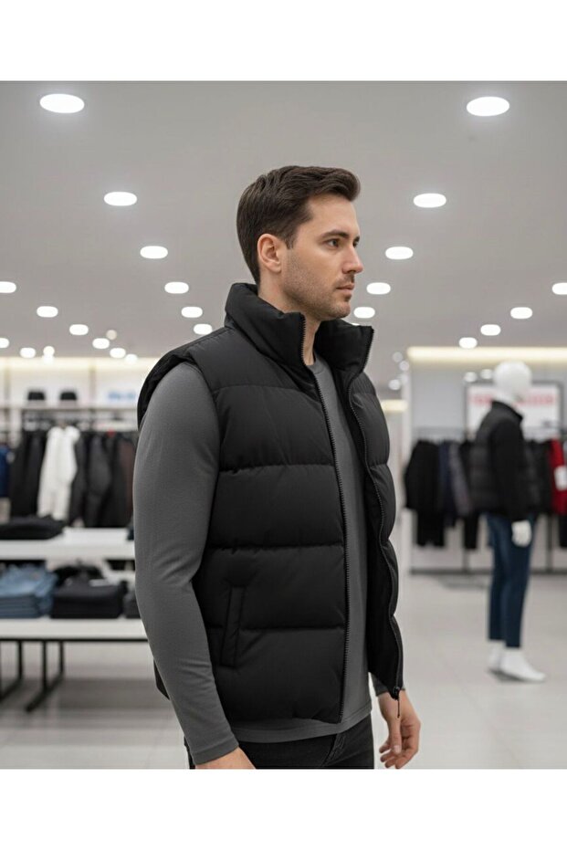 Unisex Black Fiber Filling Inflatable Vest - 3