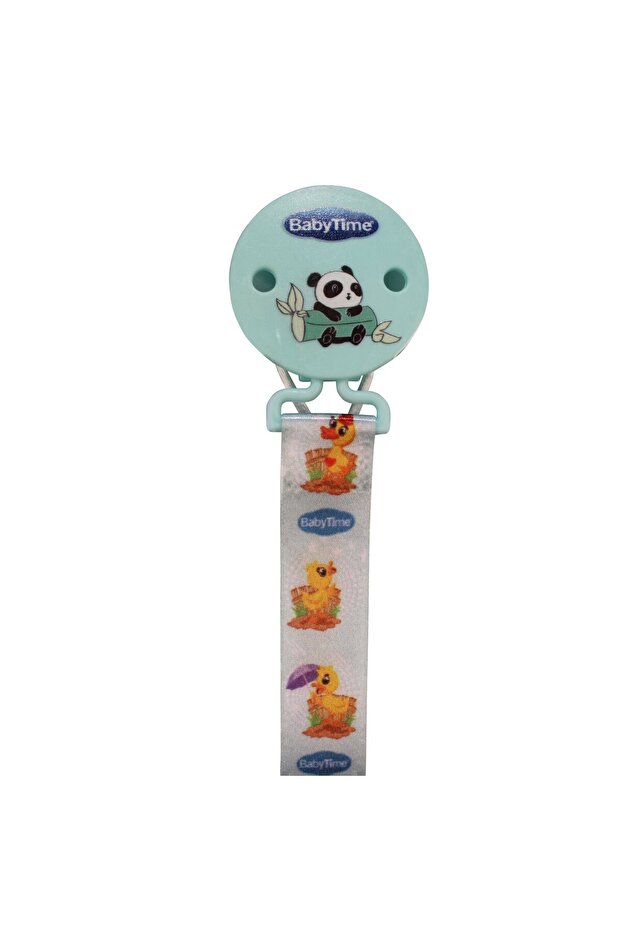 Unisex Water Green Duck Patterned Fabric Pacifier Strap