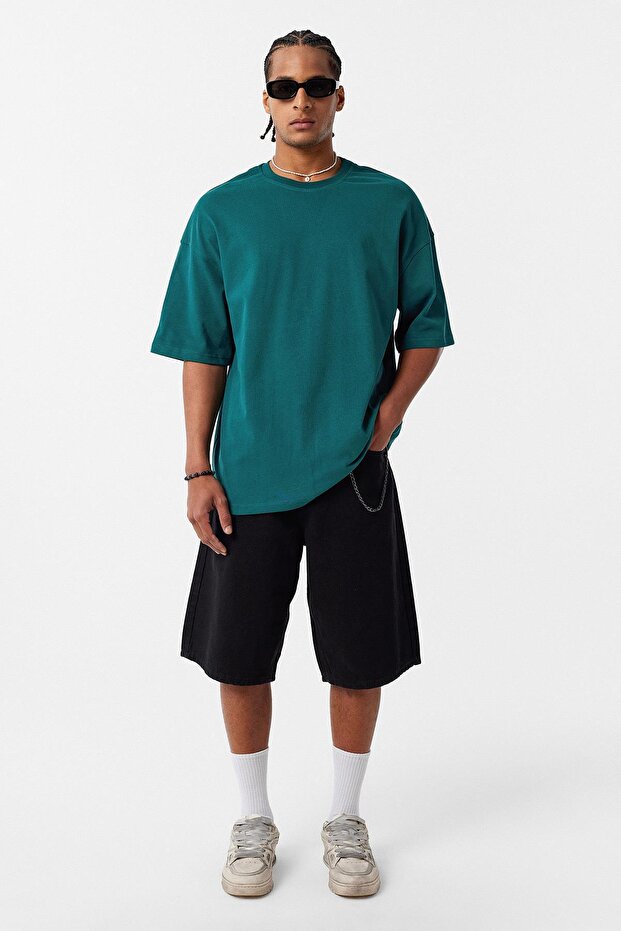 Basıc Oversize Tişört Petrol - 1