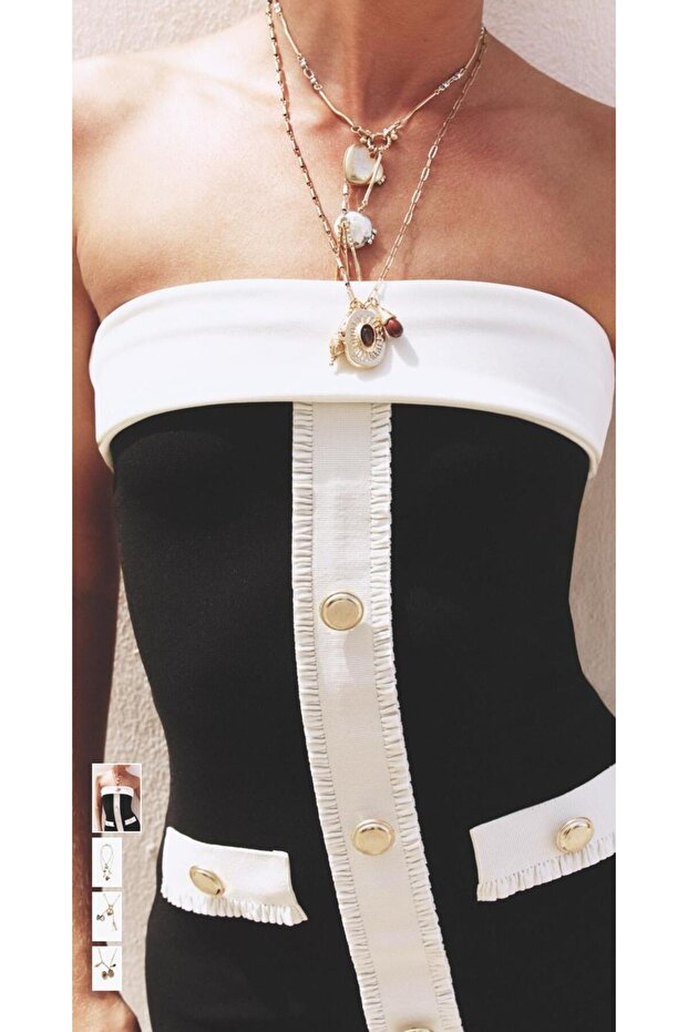 2-Piece Box Charm Necklace Set Zra Brand Model Openable Necklace Set