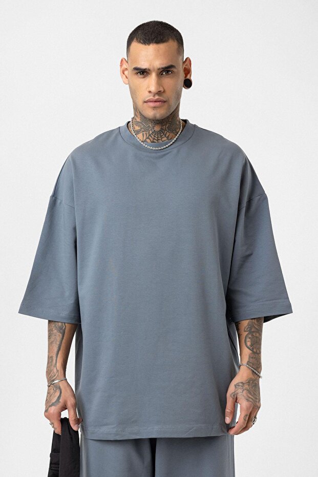 طقم بدلة رياضية أساسية كبيرة الحجم - مدخن - 3