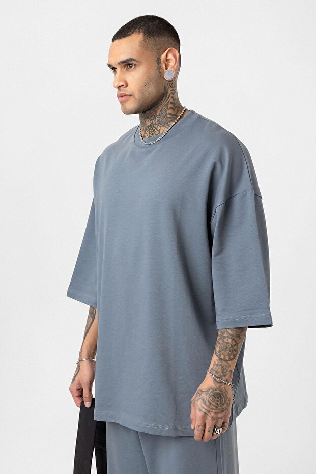 طقم بدلة رياضية أساسية كبيرة الحجم - مدخن - 6