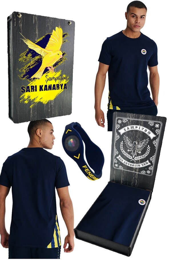 Men's Tribun Detailled T-Shirt with Ribbon Uv Wooden Gift Box