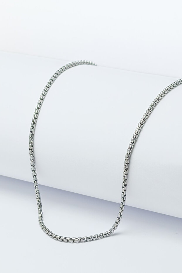 Silver Color Thick Square Weave 316L 60cm Stainless Steel Chain