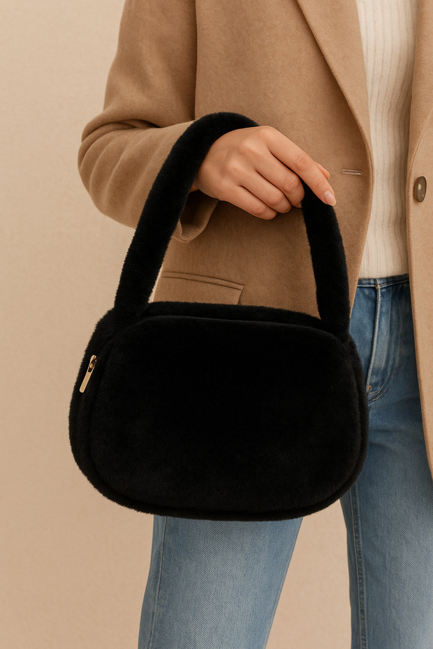Kadın Günlük Peluş Askılı Çanta - 1