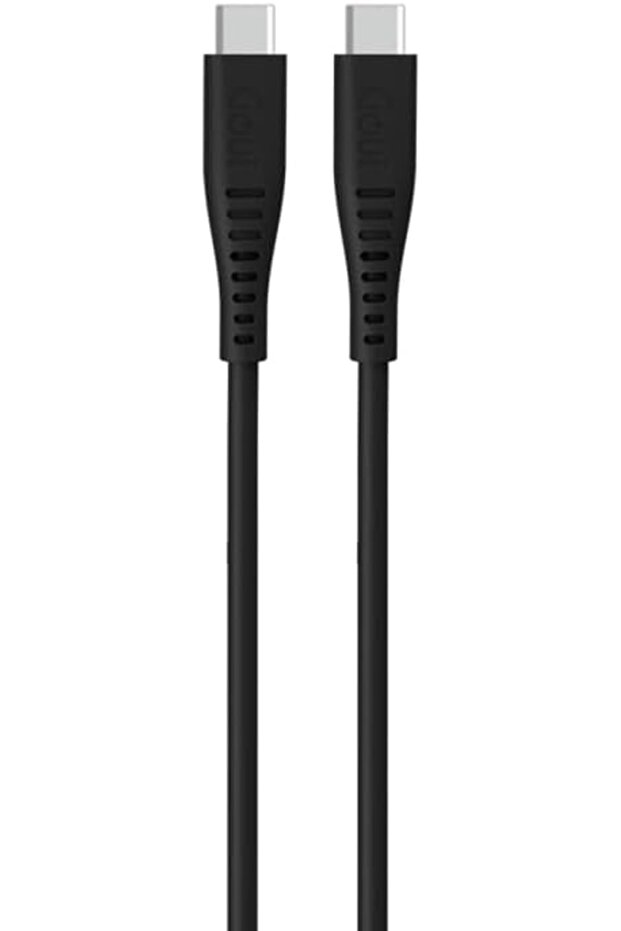 كابل سيليكون USB من النوع C إلى النوع C، بطول 1.5 متر، أسود