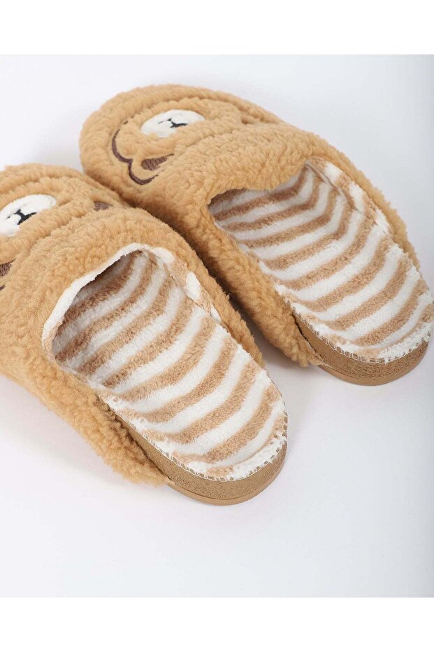 Kadın Ayıcık Figürlü Camel Ev Terliği - BERY - 3