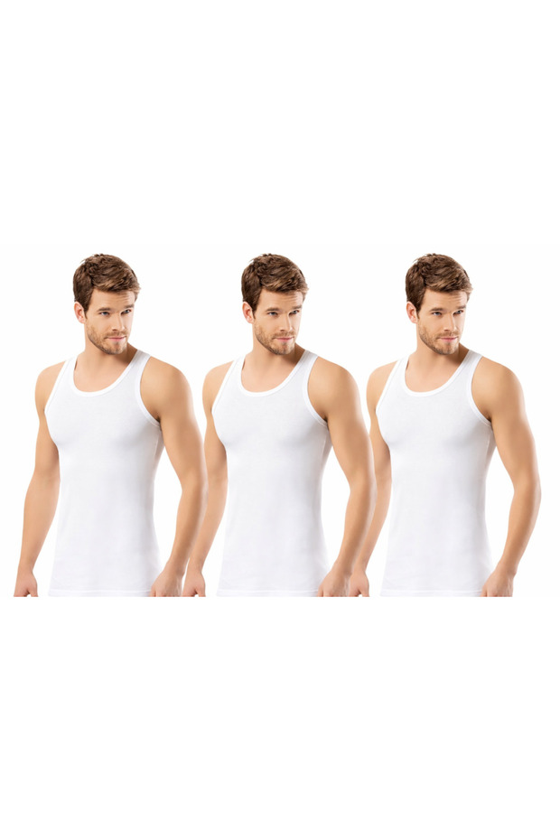 Men's Wide Strap Basic Undershirt Set of 3 – White (3 Pieces)