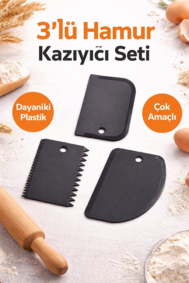 Practical 3-Piece Flexible and Durable Dough Scraper - Dough Cutter - Pastry Spreader Tool