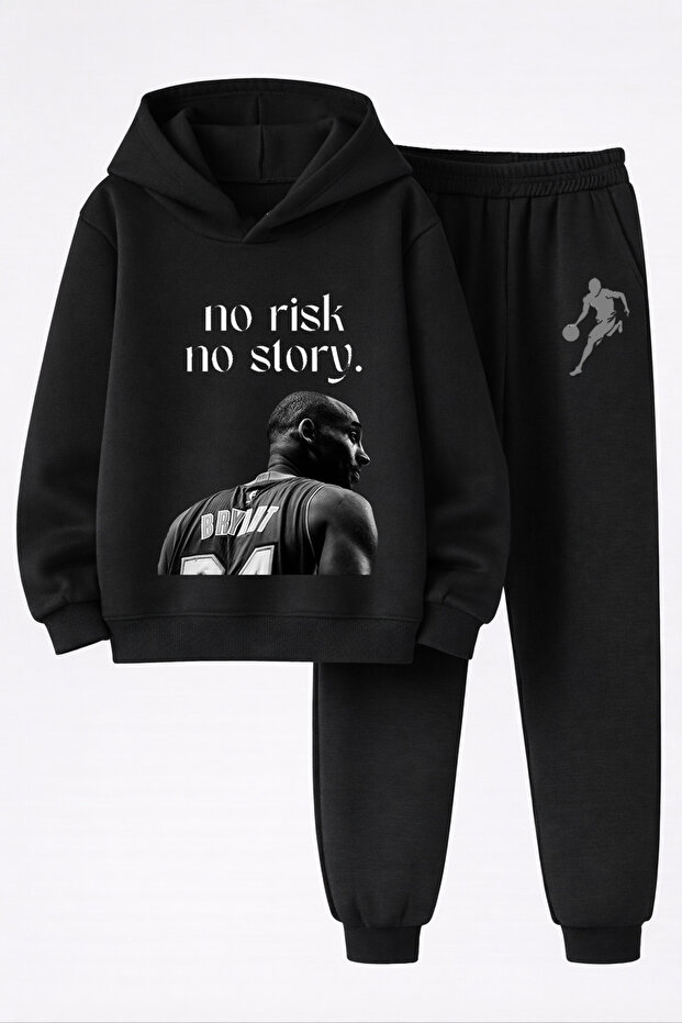 Basketball Design Printed 3-Ply Quality Sweatshirt and Trackpants Children's Top-Bottom Set