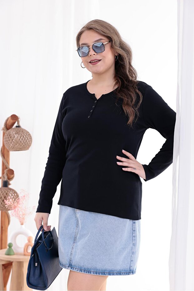 Plus Size Cotton Stretch Fabric Basic Blouse - 6